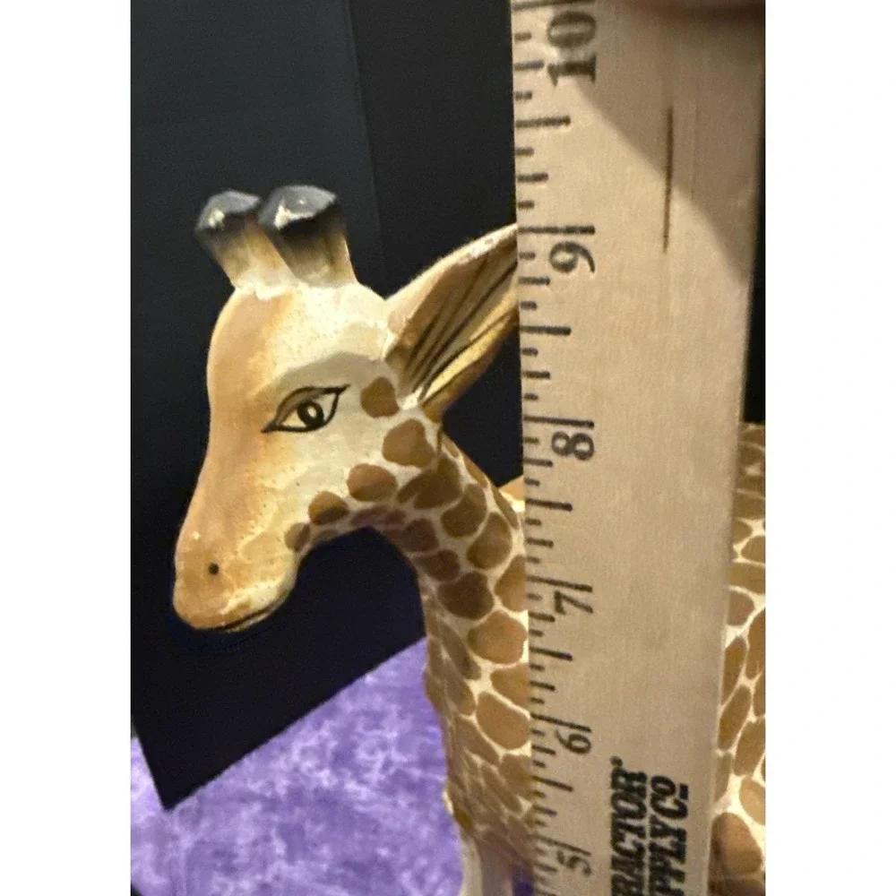 Vintage Square Shape Giraffe Wood Coin Money Bank Hand Carved 9 Inch‎ READ